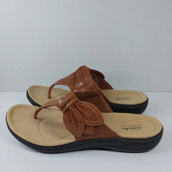 Clarks Collection Laurieann Rae Women SZ 12 Wide Brown Ultimate Comfort Sandals - Picture 3 of 16